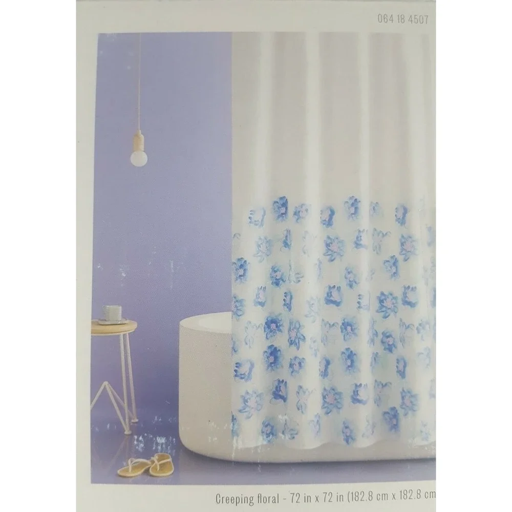 NEW Room Essentials Creeping Floral Flowers Fabric Shower Curtain - White 72x72
